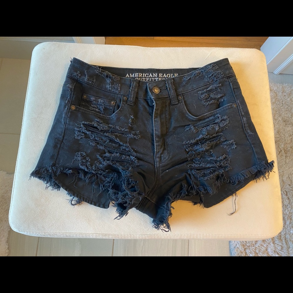 Black high waisted shorts with rips